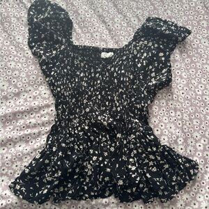 Floral Black and White Women's Top